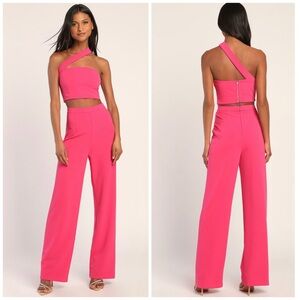 Women's Pink One-Shoulder Jumpsuit